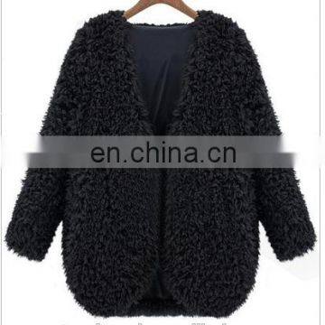 New Style Loose V Neck Long Sleeve Winter Women Faux Fur Coat photo-3