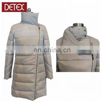 Grey Women Winter Polyester Long Quilted Padded Coat