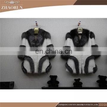 Genuine Rex Rabbit Fur Coat With Fox Fur Trim Real Rex Rabbit Fur Parka photo-3