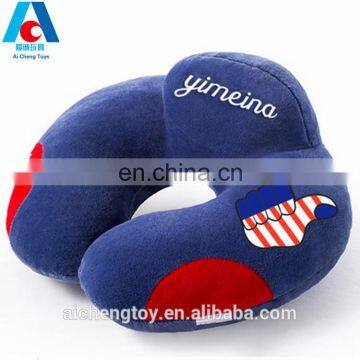 cartoon pattern soft plush stuffed travel sleeping neck pillow with logo