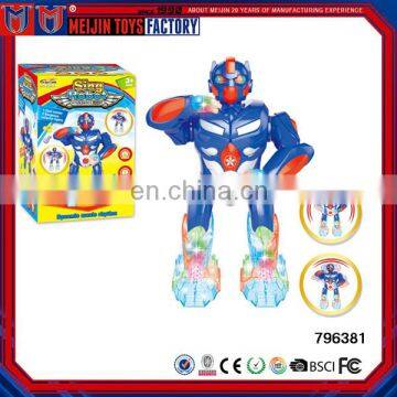 Plastic battery operated light toy B/O robot with music