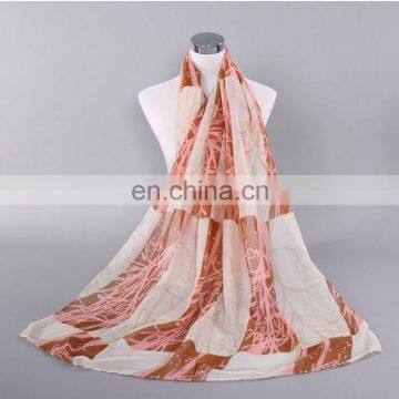 custom colorful Polyester Fashion check Voile Scarf for ladies