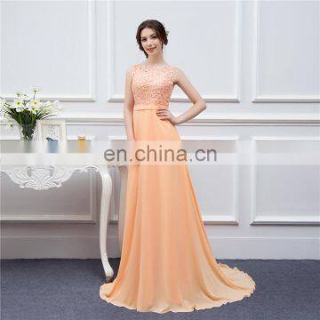 Long Chiffon Bridesmaid Dresses Peach High Quality Lace Backless Sexy Brides Maid Of Honor Vestidos De Real Photo D001