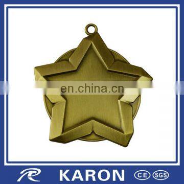 antique plated star shaped blank medal for engraving