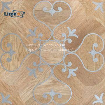 Wood Metal Steel Brass Inlay Parquet Flooring photo-5