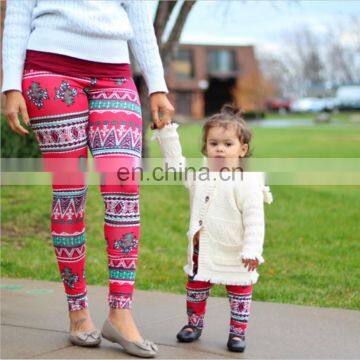 Mom Kids Leggings Women Baby Xmas Christmas Chevron Flower Pants Santa Snowflake Snowman Print Trousers Slim casual tights pants