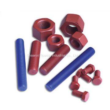Heat Resistant Xylan Fluorocarbon Coated Bolts continue thread stud bolts With Nuts