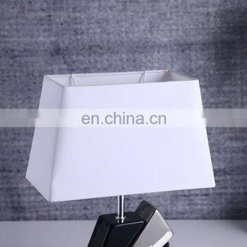 Unique Geometry Shape Hotel Modern Porcelain Bedside Lamps for Home Decor photo-2