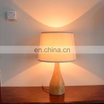 Ad CE Rosh TUV Contemporary Wood Wooden Table Lamp With White Square Drum Fabric Shade Hot Selling Lights Coffee Table