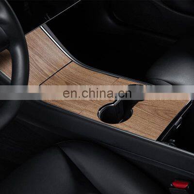 Carest Model3 Car Center Console Wrap Sticker For Tesla Model 3 Y Wood Console Grain Accessories For Tesla Model Three Accessory photo-3