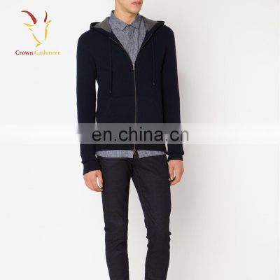 Fashion Mens' Hooded Cardigan Sweater Wholesale knitting cardigan With Zipper