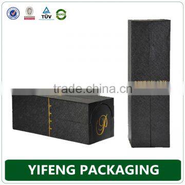 Luxury Black Paper Cardboard Wine Bottle Gift Box With Handle photo-3