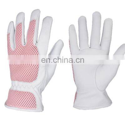 HANDLANDY Wholesale pink goatskin leather driving  work safety garden gloves for ladies