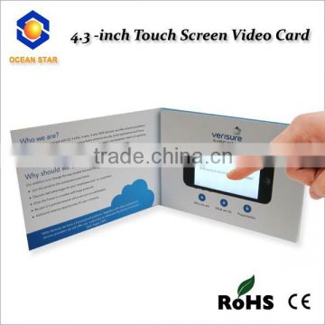 4.3inch video greeting card with plastic frame