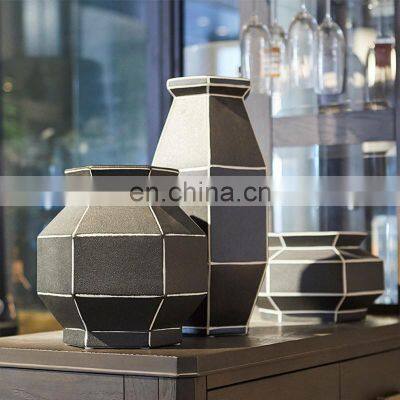 Modern Minimalist Ceramic Art Porcelain Matt Black Vase For Home Decoration photo-4