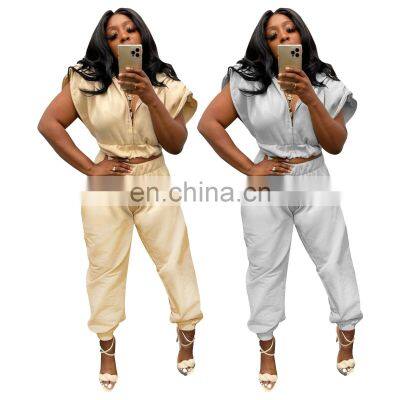 Fashion Split Cuff Casual Solid Color Sweater Set Womans Tracksuit Jogger Suit Woman