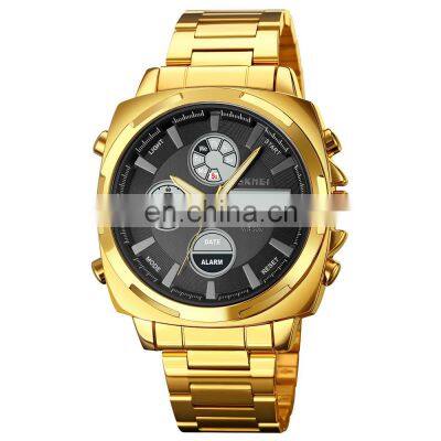 Luxury Brand Skmei 1673 Large Dial Waterproof Stainless Steel Custom Logo OEM Wrist Analog Digital Quartz Men Watch