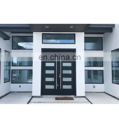 High quality low price aluminum tempered glass  front door designs