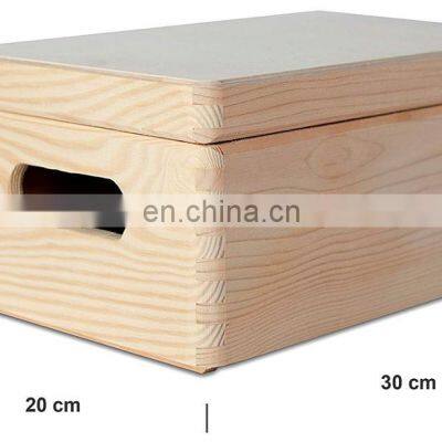 Keepsake Wood Plain Unpainted Large Wooden Box Storage Chest photo-2