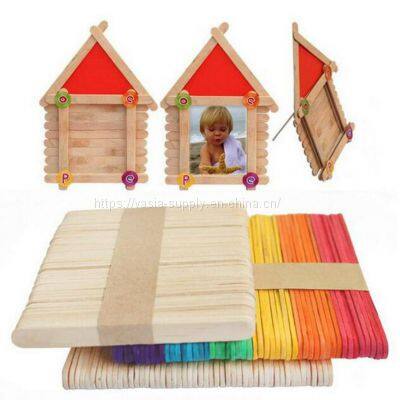 DIY Colored Wholesale disposable birch Bundle Wooden Crafts Popsicle Sticks