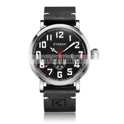 CURREN 8283 Men's Leather Watches Quartz Movement Cheap Fashion&Casual Auto Date Leather Band Watches