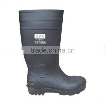 Factory black PVC safety rain shoes/safety shoes