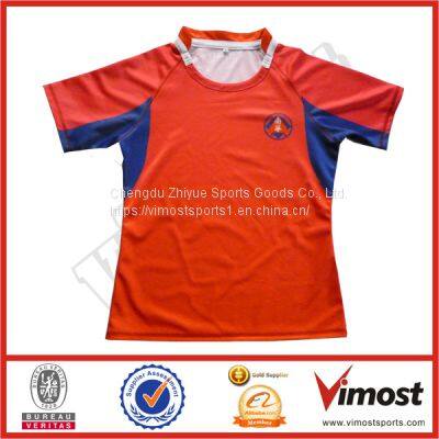 Custom Sublimation Short Sleeves Rugby Jersey with Red and Blue Colors
