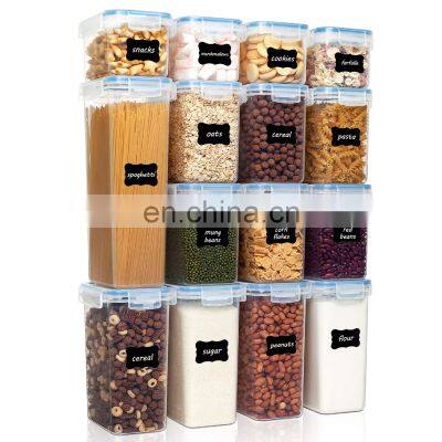 Wholesale 15Piece Airtight Stackable Plastic Storage Boxes Bins Dry Cereal Food Storage Containers Set