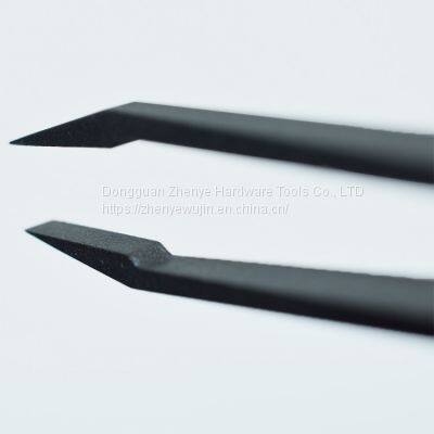 Black Plastic Tweezers Clean Carbon Fiber Tweezers Pointed Flat Elbow Round 93305 photo-5