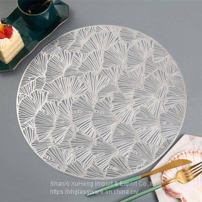 Eco-Friendly Stocked Customized Gold Silver Colored PVC Table Place Mat With Leaf Design photo-2