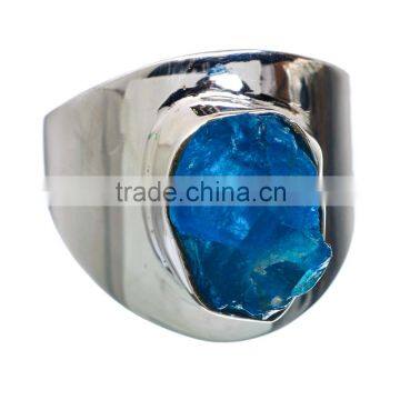 925 SOLID STERLING FINE SILVER ROUGH APATITE RING