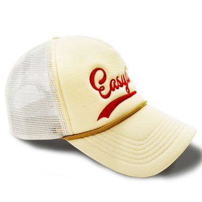 OEM Caps Factory Custom High Quality 5 Panels Trucker Caps Rope Colorful Foam Trucker Hats Embroidery Printed Logo photo-3