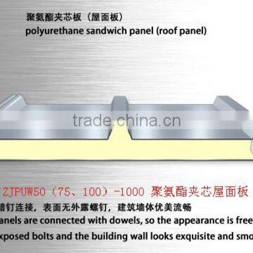 European Standard Tianjin 30mm Thick Roof Pu Polyurethane Sandwich Panel photo-3