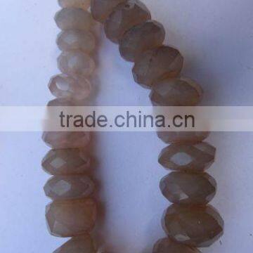 7 inch peach chalcedony faceted rondell beads gemstone 10-14mm