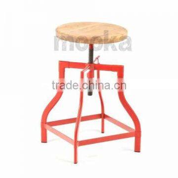 Timber Seat Swivel Turner Industrial Bar Stool photo-3