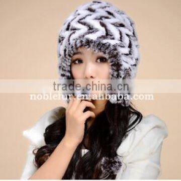 Excellent Quality Colorful Rabbit Fur Thread Earflap Hat With Long String Flower Ball photo-5