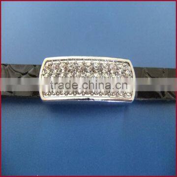 DIY custom bracelets and pet collars accessories rhinestone 10mm Zinc Alloy Bent Slide Charms