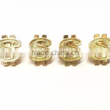 Golden And Chrome Money Dollar $ Sign Chrome Tire/Wheel Stem Air Valve CAPS Car Truck