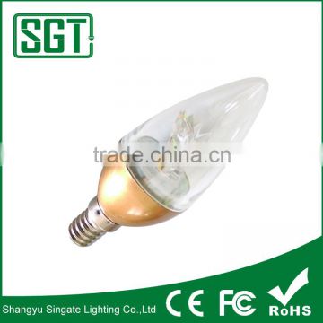 led filament candle bulb 5W E14 clear glass+lotus light+golden body