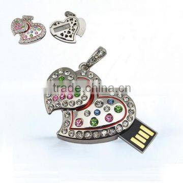 Heart shape crystal usb flash drive,jewelry heart usb flash memory,cheap crystal usb flash drive