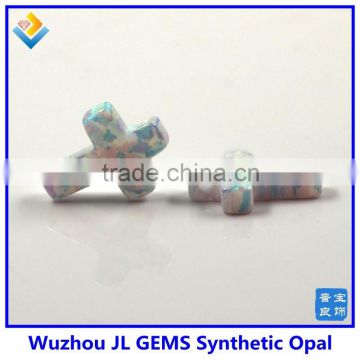 OP17 Synthetic White Snow Ice Color Cross Opal For Beautiful Pendant