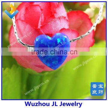 10mm OP05 Synthetic Heart Shape opal Pendant Silver Chain Necklace in wholesale price