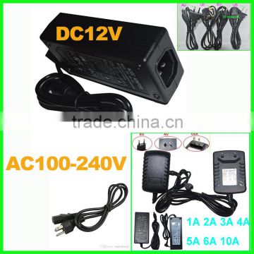 Led Transformer Power supply Adapter AC100-240V to DC 12V 1A 2A 3A 5A 6A 7A 8A 10A adaptor EU / US Plug universal travel adapter