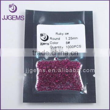 Synthetic ruby gemstone materail 1.25mm 2mm faceted round 5# 8# ruby gemstone