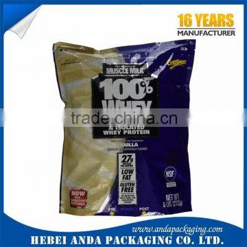 Moisture Proof Heat Sealing Cocoa Powder Plastic Packaging Bag/ Laminated Plastic Zipper Bag for Whey Protein Powder Packaging