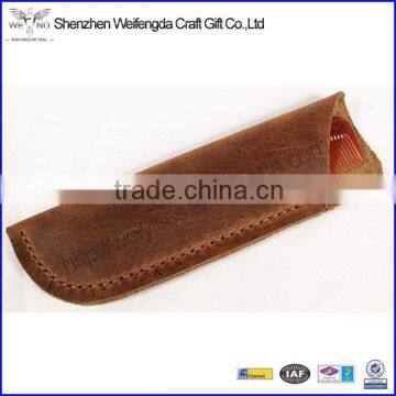 custom cheap bulk hair comb hand stitched real leather pouch case with your logo brand