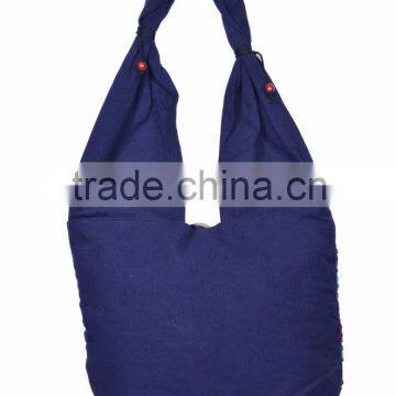 Cotton Fabric Multi Chain Shoulder Bag photo-2