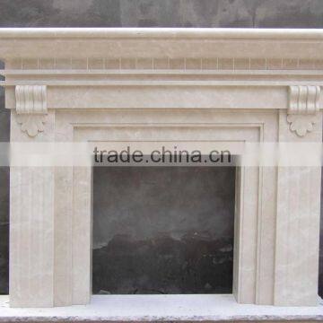 White Stone Indoor Freestanding Lion Head Fireplace Mantel