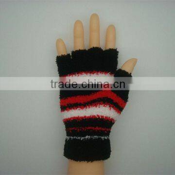 Boxi-High quality half finger striped chenille gloves