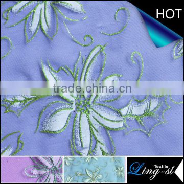 Polyester Organza Floral Printed Fabric